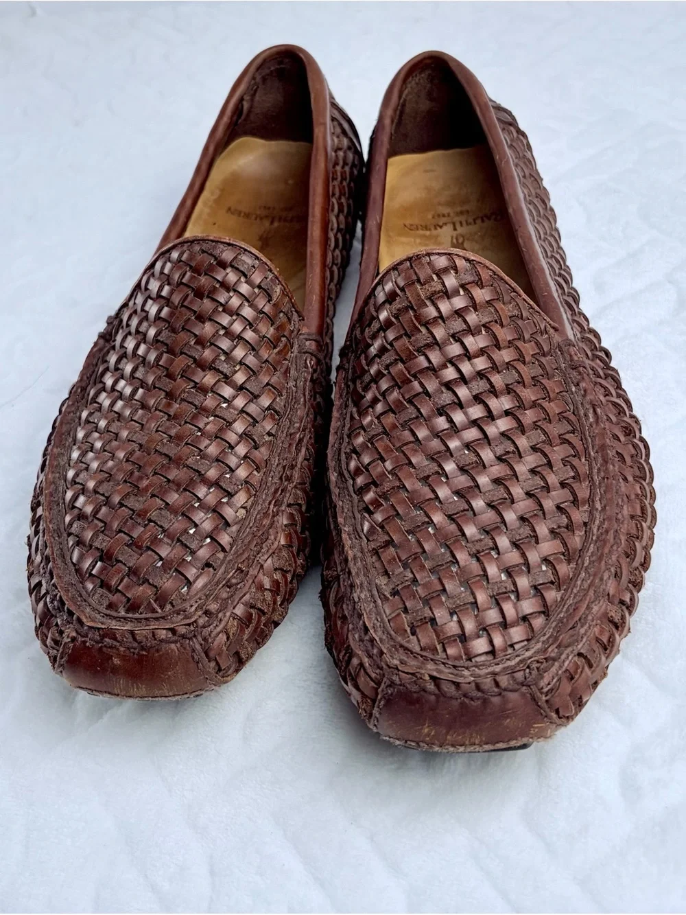 VTG 90s Ralph Lauren Leather Woven Loafers Men’s Size 10 Eclectic Grandpa vibe